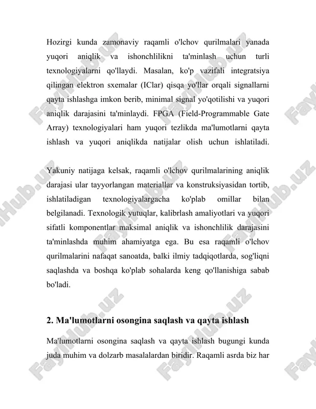 un mo'ljallangan oddiy raqamli termometrlarning narxi odatda 5 dan 25 dollargacha bo'ladi. infraqizil raqamli termometrlar biroz qimmatroq bo'lib, ular 30 dan 100 dollargacha yoki undan qimmatroq ham bo'lishi mumkin. 3. **raqamli o'lchagichlar** (vernier caliper yoki mikrometrlar): oddiy versiyalarining narxi taxminan 20 dan 50 aqsh dollarigacha bo'lishi mumkin. aniqroq va industrial foydalanish uchun mo'ljallanganlar esa 200 dollardan 1000 dollargacha yoki undan ko'p. 4. **raqamli chiqaruvchi qalamlari**: texnik chizmalar va dizaynlar uchun raqamli chiqaruvchi qalamlarning harajatlari 50 dan 500 dollargacha o'zgarib turadi, model va qo'shimcha funksiyalariga qarab. 5. **raqamli bosim o'lchagichlar**: bunga misol sifatida raqamli shinalar bosim o'lchagichlarini keltirish mumkin, ular odatda 10 dan 30 dollar atrofida turadi. ammo sanoat darajasida foydalaniladigan raqamli bosim o'lchagichlar bir necha yuz dollardan boshlanib, bir necha ming dollargacha borishi mumkin. 6. **raqamli havo namligi o'lchagichlar**: oddiy uy foydalanish uchun modelning narxi taxminan 20 dan 50 dollargacha. sanoat foydalanish uchun mo'ljallangan yuqori aniqlikdagi versiyalar esa bir necha …