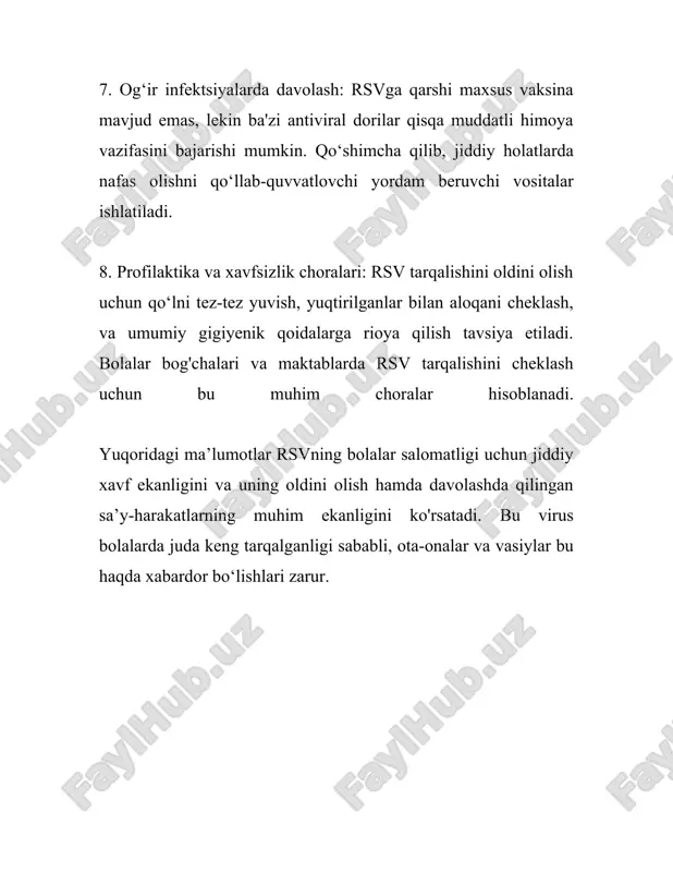 arga ko'ra, 50 ga yaqin turli klinik izlanishlar o'tkazilmoqda va bir nechta emlash usullari ishlab chiqilmoqda. pfizer va glaxosmithkline (gsk) kabi yirik farmatsevtika kompaniyalari rsvga qarshi vaktsina ishlab chiqishga yirik sarmoyalar kiritgan. 4. **pfizer emlashi:** 2022 yilda pfizer tomonidan kiritilgan vaktsina nomi "abrysvo" deb ataladi. ushbu vaktsina tomonidan olib borilgan iii bosqich klinik sinovlar shuni ko'rsatdiki, vaktsina 2 yoshgacha bo'lgan bolalarda rsv simptomlarini kamaytirishda taxminan 66.7% samaradorlik ko'rsatgan. vaktsina 30 nafardan ortiq mamlakatda, jumladan aqsh va yevropa ittifoqi davlatlarida, foydalanish uchun tasdiqlangan. 5. **glaxosmithkline (gsk) emlashi:** gsk tomonidan ishlab chiqilgan "arexvy" nomli vaktsina ham rsv infeksiyalariga qarshi samarador bo'lib chiqqan. sinovlar davomida emlashning 70% ga yaqin samaradorligi kuzatildi. ushbu vaktsina kattalar, jumladan yuqori xavf ostidagi yoshdagi insonlar uchun samarali vosita sifatida tavsiya etilmoqda. 6. **monoklonal antikorlar strategiyasi:** rsv ga qarshi muqobil usul sifatida monoklonal antikorlar ham taklif etilmoqda. bir necha monoklonal antikorlar fda tomonidan tasdiqlangan, jumladan "nirsevimab" nomli monoklonal antikor, …