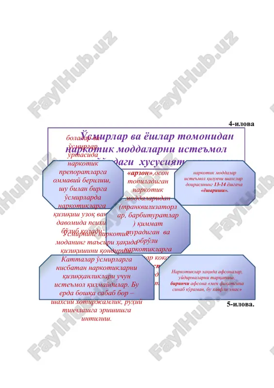 иноий жазога олиб келиши мумкин бўлган қоидабузарликларга мунтазам амалга оширувчи тарбияси қийин ўсмирнинг қонунга хилоф ҳаракатларини кўрсатиш. ) 2-савол.тарбиялаш колонияларида бўлган балоғатга етмаган жазоланувчиларнинг ёшлик хусусиятлари. ( жиноят кодексига биноан, тарбиялаш колонияларида озодликдан маҳрум этишга ҳукм этилганлар, 14 ёшдан 18 ёшгача бўлган балоғатга етмаганлар ҳамда улар 21 ёшга етгунча тарбиялаш колонияларида қолдирилишга ҳукм этилганлар жазо ўтайдилар. )2 -илова балоғатга етмаган жазоланувчи – бу ўсмирдир. · ўсмирлик даври организмнинг кескин жисмоний ривожланиши, куч-қуввати, фаоллиги, ташаббускорлиги билан ажралиб туради. · ўсмирнинг қаттиқ эмоционаллиги, таъсирчан, енгилтаклиги интизомни бузиш сабаби бўлиши мумкин. · балоғатгаетмаган жазоланувчилар ташқи таъсирларга шу билан бирга ижобий томонга ҳам, салбий томонга ҳам жуда таъсирчан бўладилар. кўпчилик ўсмирлар ўзларига танқидий кўз билан қарамайдилар. бу маънавий беқарорликка олиб келади, у ҳулқини ижтимоий бошқариш самарасини пасайтиради. булар уларда ижтимоий фойдали кўрсатмалар, қарашлар ва ишончларини шаклланишини қийинлаштиради. шу билан бир вақтда маънавий беқарорлиги, «осон ва чиройли» ҳаёт кечиришга интилиши, маданийлик даражаси пастлиги хулқини маънавий …