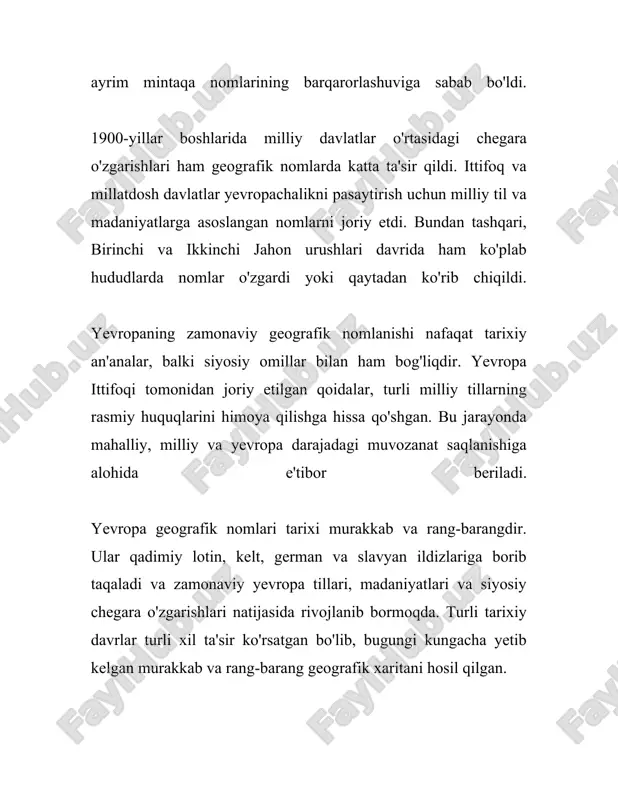 bo‘lgan bu ko‘l, hozirgi vaqtda sezilarli darajada kichiklashgan. bugungi kunda orol dengizi ikki asosiy qismga bo‘linadi: shimoliy va janubiy orol. - aral ko‘li: galogeniya davrida hosil bo‘lgan tuz ko‘li bo‘lib, o'sha vaqtdagi aral ko‘lidan qoldiq, va uning qismi. - oqsoqol ko‘li: qozog‘iston va qirg‘iziston chegarasida joylashgan katta shorin ko‘l bo‘lib, sirdaryodan suv oladi. - tuzko‘l: o‘zbekistonning eng yirik tuz ko‘llaridan biri bo‘lib, uran va boshqa minerallarni ishlab chiqarish uchun ishlatiladi. - aydarko‘l: 1969 yilda amudaryodan suv to‘ldirilishi natijasida hosil bo‘lgan sun'iy suv ombori. maydoni taxminan 3000 km². - karokul: qoraqalpog‘iston avtonom respublikasi hududida joylashgan sho‘r ko‘llardan biri hisoblanadi. - toshkentdagi chorvoq suv ombori: ulkan rekratsion zona va sun'iy suv ombori bo‘lgan. maydoni taxminan 60 km². 3. umumiy ma'lumotlar: - o‘zbekiston hududida daryolar uzunligi ko‘pincha g‘arbga yoki janubga oqadi. - amudaryo va sirdaryo orol dengiziga quyadigan asosiy ikki daryo bo‘lgan va orol dengizining qurigan qismi salbiy ekologik ta'sirlarni keltirib chiqargan. - …