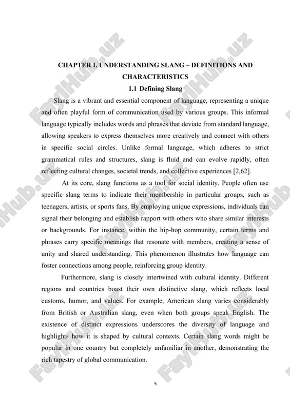 ed in educational settings, where students from diverse backgrounds may struggle to communicate effectively if they do not share a common slang vocabulary [3,162]. another notable characteristic of slang is its temporary nature. many slang terms are fleeting, rising to popularity and then fading away as cultural trends change. a word that is in vogue today may become obsolete in a short time, often replaced by new expressions that better capture the current zeitgeist. for instance, slang terms associated with technology and social media evolve rapidly, as young people create new ways to communicate in digital spaces. this fluidity adds an exciting dimension to the study of slang, as researchers must constantly adapt to keep up with emerging trends. in addition, the influence of technology cannot be overlooked when discussing the evolution of slang. the rise of social media platforms has given birth to new forms of expression, such as …