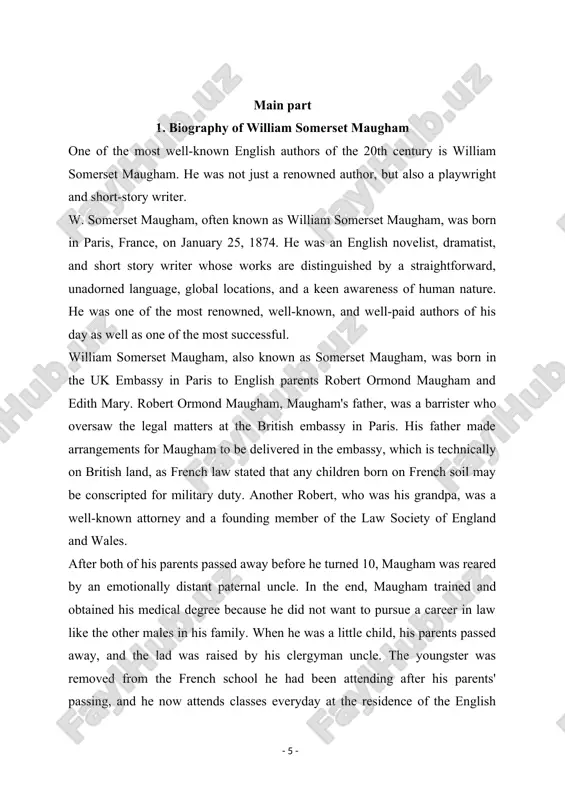 demise of working-class woman liza kent. the well-read and contentious book served as the foundation for maugham's illustrious literary career. since liza of lambeth (1897), his debut book, sold out so quickly, maugham decided to devote his attention solely to writing. maugham, one of the highest-paid authors of the early to mid-20th century, produced plays, plays, memoirs, and novels. of human bondage (1915) and moon and sixpence are among his best-known works (1919). maugham helped in intelligence work and the ambulance corps during world war i. shortly before the bolshevik revolution, he was stationed in russia; afterwards, he said that if he had only been deployed there six months earlier, he could have been able to maintain the interim government in power. soon after the release of his first book, maugham embarked on a globe tour that took him to spain. he traveled to asia, africa, america, and russia. the …