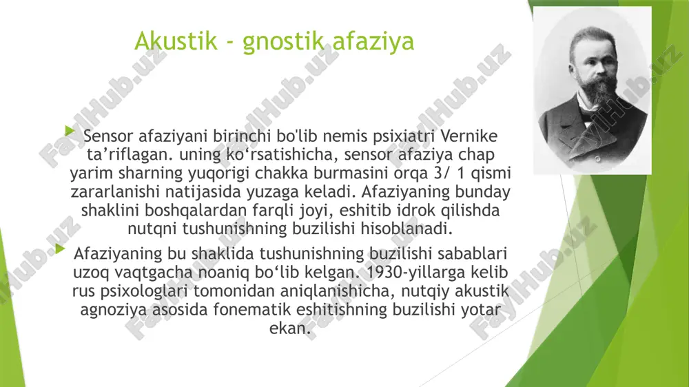 iv agrammatizm va disgrafiyani bartaraf etish ustida ish olib boriladi. fonematik eshituvni tiklash. fonematik eshituvni tiklash bo yicha olib boriladigan maxsus ishlar quyidagi bosqichlar asosida amalga oshiriladi: birinchi bosqich — differensiyasi (farqlash), uzunligi, ovozi va ritmik rasmi bo‘yicha keskin farq qiladigan so‘zlar. masalan: uy - belkurak, gul- velosiped, mushuk -mashina, bayroq -qarg‘a, koptok -daraxt, bo‘ri- uchuvchi, sher-samolyot va hokazo. logoped awal bir-biridan keskin farq qiluvchi so‘zlarni alohida beradi (masalan, uy-belkurak), berilgan har bir juft so‘zlarga mos rasmlar tanlaydi va aniq yozuv bilan alohida qog‘ozlarga tegishli so‘zlarn yozadi. so‘ng shu so‘zlarni diqqat bilan eshitishni talab etadi, bunda bemor rasmni va yozilgan so'zni ovozli obrazi nisbatini aks ettirishi lozim. ya’ni bemor logoped topshirig'i bilan yo u yoki bu rasmni tanlashi kerak va rasmni yozma so‘z tagiga yoki yozma so‘zni rasmning tagiga qo‘yishi kerak. fonematik eshituvning qo‘pol buzilishida olib boriladigan mashg'ulotlaming birinchi bosqichida bemorga beriladigan so`zlar to‘rttadan oshmasligi kerak. so‘ng logoped mashg‘ulotdan mashg'ulotga …