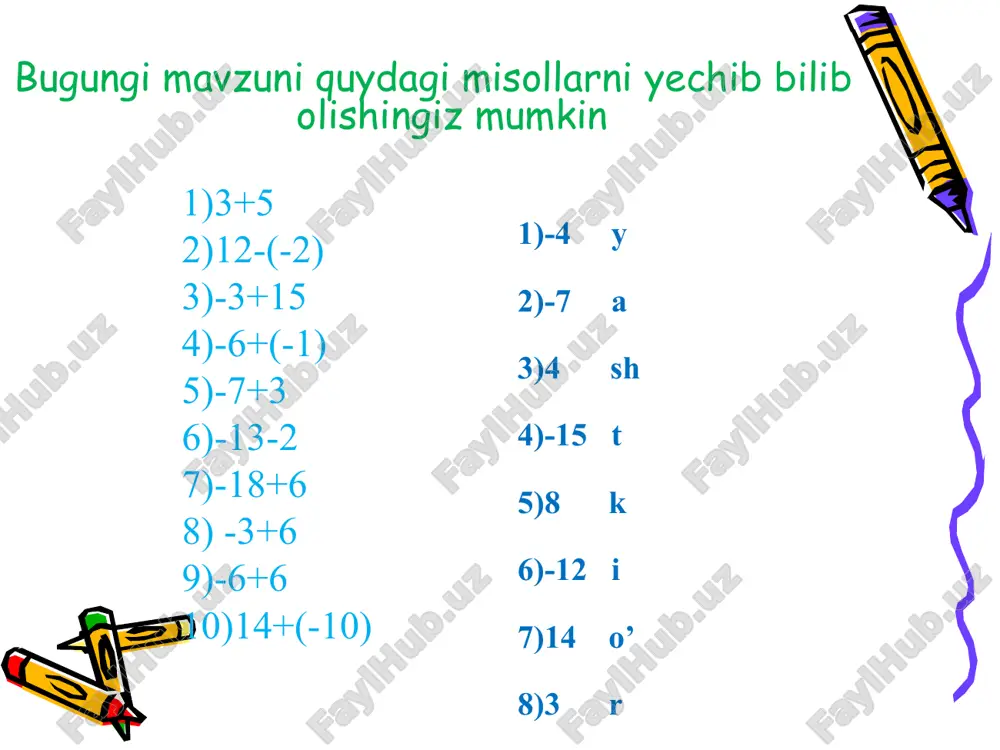 "musbat va manfiy sonlarni ko’paytirish" - Page 5