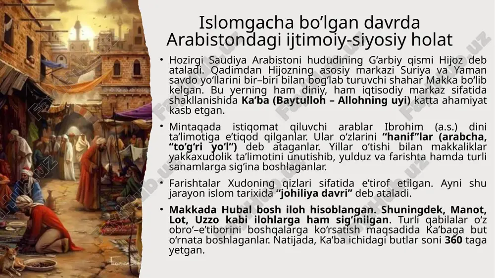 q berib, qur’oni karim muhammad (a.s.)ning so‘zlari deb, jar solayotgan bir paytda isro (makkadan quddusga sayr) va me’roj (quddusdan osmonga ko‘tarilish) voqealari sodir bo‘ldi. bu voqea qurayshliklarga juda qo‘l keldi. chunki, bir kechada makkadan quddusga borib, u yerdan osmonga ko‘tarilib, so‘ng yana makkaga qaytib kelish hech qanday aqlga to‘g‘ri kelmas edi. mazkur voqea haqida qur’oni karimning isro surasida to‘xtalib o‘tilgan. isro va me’roj voqeasi makkadan madinaga hijrat qilishdan o‘n olti oy oldin sodir bo‘lgan deb ta’kidlanadi. hijrat va madina davri o‘sha paytlarda yasrib deb nomlanadigan madina shahri ahlidan bir guruhi makkaga, rasululloh huzuriga kelib islomni qabul qiladilar. ular bilan makkalik musulmonlar o‘rtasida do‘stlik aloqalari o‘rnatildi. makka mushriklarining musulmonlar ustidan tazyiqlari kuchaygach, payg‘ambar ko‘rsatmasiga binoan avval musulmonlar undan so‘ng o‘zlari yasribga hijrat qildilar. madinalik “ansor” (“yordamchi”)lar makkalik “muhojir” (hijrat qilgan)larni do‘stona va samimiy kutib oldilar. payg‘ambarning hijrati rabi’ ul–avvalning 8–kuni – milodiy 622 yil 20 sentabrda bo‘ldi. shu yildan boshlab hijriy …