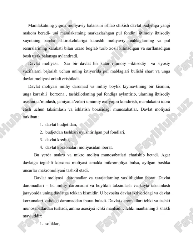 olik normasi daromad summasi, mol-mulk kiymati yoki uning moddiy mikdoriga karab belgilanadi. masalan daromad soligi uning ma’lum ulishiga teng buladi (5 %, 10 %, 15% va x.k).solik normasi oldindan ka’tiy, ya’ni uzgarmasdan mikdorda yoki progessiv, ya’ni solik obe’kti mikdoriga karab ortib boruvchi shakllarda belgilanadi. moliya solik imtiyozlarini xam uzichiga oladi, unga solikdan ozod etish, solik mikdorini kamaytirish, solik tulash shartini yengillashtrish kabilar kiradi. solik imtiyozlari uning ragbatlantirish funksiyasinikuchaytirishga karatiladi. solik tulash xujalik subyeti bilan davlat urtasidagi iktisodiy alokaning asosiy shakli, daromadning xujalik subyekti bilan davlat urtasidagi iktisodiy alokaning asosiy shakli, daromadning xujalik subyekti bilan davlat urtasidagi taksimlash vositasi xisoblanadi. soliklar moliya resurslari mikdoriga ta’sir etadi. agar davlatning moliya resurslarini oshirishga zarurati bulsa, soliklar kupaytiriladi va aksincha, korxona tashkilotlarning faolligini oshirish kerak bulsa, solik imtiyozlari beriladi. shu sababdan, soliklarning milliy daromaddagi xissasi uzgarib turali. soliklar xilma - xil buladi. masalan uzbekistonda bozor iktisodiyotiga utish sharoitida kuyidagi asosiy soliklar kiritilgan: kushilgan kiymatdan …