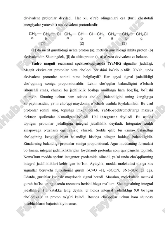 i va uning nazariy tadqiqotlarining umumiy kimyo va kordinastion kimyoda ishlatilishi taxminan 50 - yillar boshida rivojlandi. epr usuli kompleks birikmalarining eritmaagi tuzilishi, kompleks hosil bo`lish termodinamikasi va kinetikasi, ligandlarning markaziy ionga bog`lanishi, metall -ligand bog`larining tabiati, ularning bir - biriga o`zaro ta`siri magnit xususiyatlari kabi muammolarni tushuntirish uchun juda kerakli sanaladi. anorganik kimyo va umumiy fizika kursidan ma`lumki yorug`lik ham zarracha, ham to`lqin xususiyatlariga ega. yorug`lik va elektromagnit to`lqinlari uchun s - o`zgarmas kattalik (γ00000 km/s). demak, s=const bo`lsa, (1) tenglamaga muvofiq to`lqin uzunligi va chastotasio`zaro teskari bog`langan kattaliklardir, ya`ni ioshsa, v kamayadi. turli xil elektromagnit to`lqinlar (yoki nurlar) to`lqin uzunliklarining x ortib borishi tartibida joylashtirilsa, elektromagnit spekt hosil bo`ladi. elektromagnit spektrdagi har qanday nur mkayyan energiyaga ega bo`ladi va bu kattalik uning chastotasiga proporstionaldir: moddaga tushirilgan nur undan o`tib ketishi yoki yutilishi mumkin. energiya yutilganda modda molekulasiturli o`zgarishlarga uchraydi. eng qisqa to`lqinli у -nurlar (radioaktiv nurlar) yadrolarning energetik …