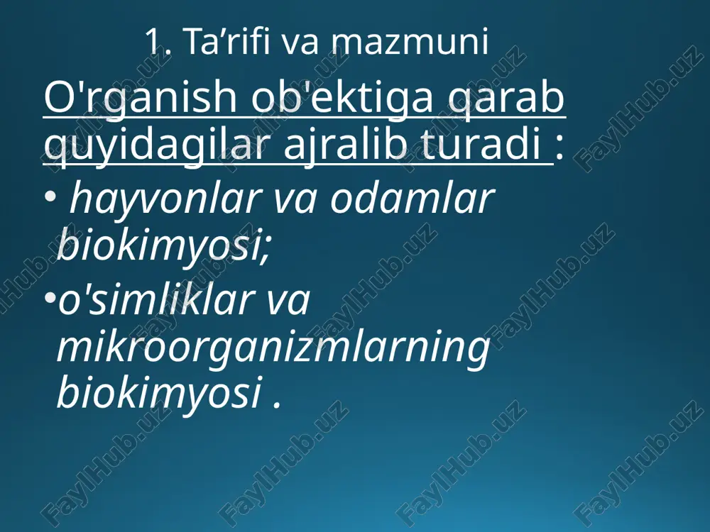 vvur qilish , ularning kutilgan xususiyatlarini belgilash va molekulalar orasidagi reaktsiyalarni kuzatish imkonini beruvchi kompyuter dasturlariga asoslangan . 20- asrning o'rtalarida kashf etilgan va asr oxiriga kelib barcha fermentlar allaqachon kashf etilgan degan e'tiqod tarqaldi. an'anaviy kimyoviy tahlil va fermentlarni biomassadan tozalash faqat tirik materiyada nisbatan ko'p miqdorda mavjud bo'lgan oqsillarni olish imkonini beradi. inson genomining tuzilishini aniqlash 21- asr boshlarida ma'lum bo'lgan taxminan bir xil miqdordagi ilgari noma'lum bo'lgan fermentlar va ularning o'rganilmagan mahsulotlarini aniqladi . xromatografiya xromatografiya [gr. hr ö matos bilan − rang + grafik ö − yozish] - moddalar va ularning aralashmalarini ajratish, tahlil qilish va fizik-kimyoviy tadqiq qilish usuli . ajraladigan moddalar ikki aralashmaydigan fazalar orasida taqsimlanadi (har bir fazadagi nisbiy eruvchanligiga qarab): harakatlanuvchi va statsionar. statsionar - inert tashuvchida bog'langan qattiq faza yoki suyuqlik; mobil - gaz yoki suyuq faza ( eluent ). 20- asrning oʻrtalaridan to hozirgi kungacha xromatografiya jadal rivojlandi va eng …