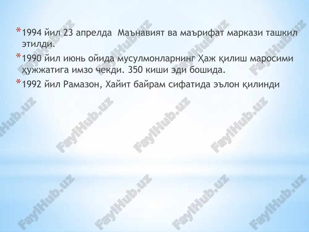 атлари йили оила йили аёллар йили обод маҳалла йили қарияларни қадрлаш йили она ва бола йили соғлом авлод йили меҳр-мурувват йили сиҳат-саломатлик йили ёшлар йили ижтимоий ҳимоя йили ҳомийлар ва шифокорлар йили баркамол авлод йили қишлоқ тараққиёти ва фаровонлиги йили 1997 йил 1998 йил 1999 йил 2003 йил 2002 йил 2001 йил 2000 йил 2004 йил 2005 йил 2008 йил 2007 йил 2006 йил 2010 йил 2009 йил 2011 йил – кичик бизнес ва хусусий тадбиркорлик йили 2012 йил – мустаҳкам оила йили 2013 йил – обод турмуш йили 2014 йил – соғлом бола йили 2015 йил – кексаларни эъзозлаш йили 2016 йил – соғлом она ва бола йили 2017 йил – халқ билан мулоқот ва инсон манфатлари йили 2018 йил - фаол тадбиркорлик инновацион ғоялар ва технологияларни қуллаб-қувватлаш йили 2019 йил – фаол инвестициялар ва ижтимоий ривожланиш йили 2020 йил – илм, маърифат ва рақамли иқтисодиётини ривожлантириш йили 2021- …