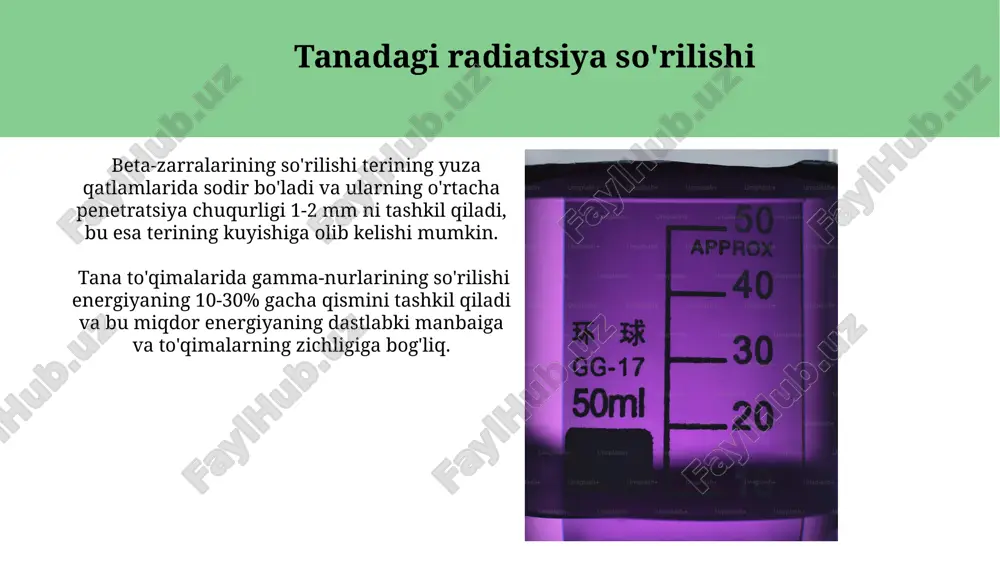 yutilgan nurlar energiyasini dozimetrik baholash - Page 5