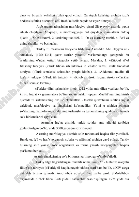a o’zbek tilida 1968 yilda toshkentda naso`r qilingan. 1978 yilda esa asar akad. e.fozilov va m.t.ziyaevlar tomonidan rus tiliga hgirilib, «izskanny dar tyurkskomu yazku» nomi ostida (akad. a.n.kononov muharrirligida) toshkentda chop etildi. asarda qipchoq shevasining lug’at tarkibi va grammatik qurilishi tasvirlanadi. tadqiqot uch bo’limdan: 1. qisqacha kirish. 2. lug’at va 3. grammatikadan tashkil topgan. manbaning kirish qismida til va jamiyat masalasiga e‘tibor qaratilib, tilning jamiyatdagi vazifasi, o’rni uning tafakkur bilan bog’liqligi haqida fikrlar beriladi. muallif: «inson hayvondan faqat tushunish va til (so’zlash, bizningcha-nutq r.r) bilangina farq qiladi»,- deydi. demak, fikrlash va til (nutq) qobilyati faqat insongagina xos ekanligi ta‘kidlanadi. binobarin, inson ana shu qobilyatiga ko’ra o’zgalar bilan, jamiyat a‘zolari bilan aloqaga kirishadi, o’zaro aqliy, lisoniy munosabatda bo’ladi. ishning kirish qismida, shuningdek, grafika - yozuv bilan bog’liq ayrim masalalar hamda ba‘zi tovushlar haqida, tovush-larning fiziologik - talaffuz xususiyatlari hamda talaffuz vaqtida tushib qolish xususiyatlari haqida ma‘lumot beri-ladi. masalan, d: ichir (asli …