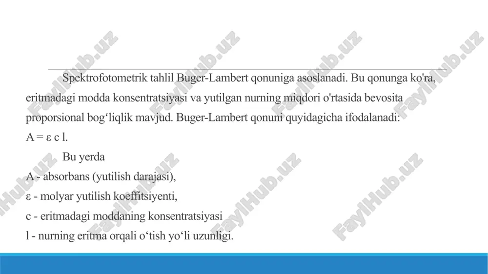 fe ³⁺ ionini sulfosalisil kislotasi bilan spektrofotometrik usulda aniqlashning optimal sharoitlarini oʻrganish - Page 5