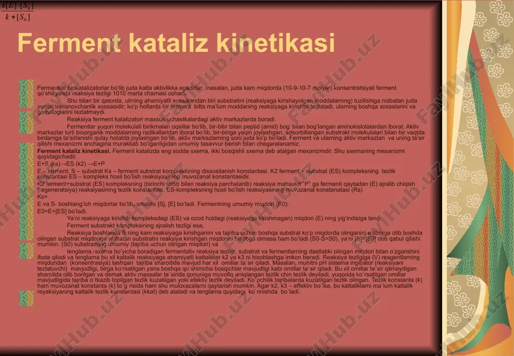 a chegarasida eng katta aktivlikka ega vo’ladi. odatda katalizator qancha aktiv bo’lsa uning past temperaturadagi aktivligi shuncha katta bo’ladi va temperaturaning katalizator aktivligiga ta’siri keskin seziladi. temperaturaning katalizator normal ishlaydigan ish temperaturasidan oshishi uchun aktivligini kamaytiradi va hatto uni butunlay passiv qilib qo’yadi. shuning uchun katalitik reaksiyalarda temperatura o’zgarib borishi va ayniqsa haddan tashqari oshib ketishi katalizator uchun xavflidir. shunga ko’ra reaksiya natijasida, ayniqsa, ekzotermik reaksiyalarda issiqlikning keraksiz qismini reaksiya muhitidan chetlatish kerak bo’ladi. ko’pincha katalizator ma’lum temperaturadan pastda uncha aktiv bo’lmaydi. katalitik reaksiyaning unumiga nisbatan vant-gofning izoxora-izobara tenglamasi bu tenglamadan chiqadigan xulosalar o’z kuchini saqlab qoladi. lekin temperatura katalizatorning aktivligiga ta’sir qiladi. har bir katalizator tarkibi va tayyorlash sharoitiga qarab, ma’lum reaksiya uchun ma’lum temperatura chegarasida eng katta aktivlikka ega vo’ladi. odatda katalizator qancha aktiv bo’lsa uning past temperaturadagi aktivligi shuncha katta bo’ladi va temperaturaning katalizator aktivligiga ta’siri keskin seziladi. temperaturaning katalizator normal ishlaydigan ish temperaturasidan oshishi uchun aktivligini …