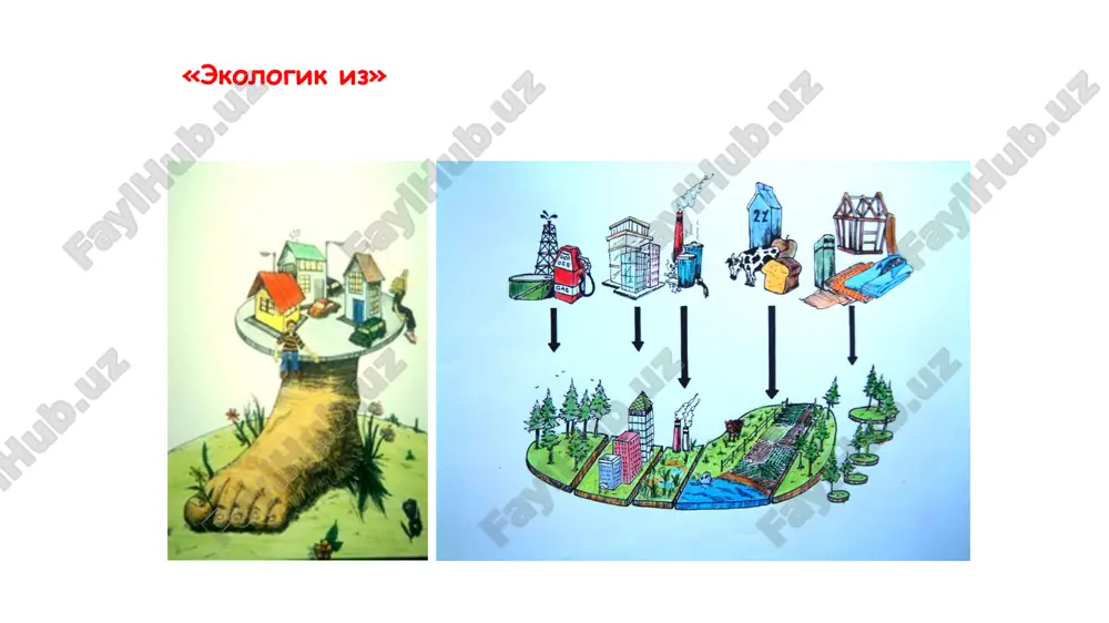 ларни яратиш ҳисобидан аҳоли бандлигини таъминлаш ва тегишли чора-тадбирларни ишлаб чиқиш; – барқарор ривожланишга эришиш учун бозор механизмларидан фойдаланиш. “яшил иқтисодиёт” афзалликлари ва “яшил иқтисодиёт”га ўтиш зарурияти жаҳон табиий ресурсларидан оқилона ва самарали фойдаланиш келгуси авлод учун 2050 йилга қадар ҳар йили 2 трлн. доллар иқтисодий фойда олиш имконини яратади ҳозирги ишлаб чиқариш усуллари ва истеъмол даражаси сақланиб қолгани ҳолда 2050 йилда 2000 йилга нисбатан дунё флора ва фаунаси 61%дан 72%га қадар йўқотилиши, табиий ҳудудлар майдонининг 7,5 млн. кв км.и қайта тикланмайдиган даражада йўқ қилиниши мумкин ер ресурсларининг фойдаланиш, кейинчалик қайта тиклаш мумкин бўлган йиллик миқдори бор-йўғи 7 ой 13 кунда ишлатиб бўлинган ахборот-коммуникация технологиялари ёрдамида 2030 йилга қадар атмосферага со2 чиқариш ҳажмини 15%га (7,8 млрд. тонна со2 эквиваленти) қисқартириш, 1015,8 млрд. доллар тежаш мумкин бўлади иқтисодий адабиётда “яшил” иқтисодиётни ривожлантиришнинг қуйидаги йўналишлари ажратилади: 1. тикланадиган энергия манбаларини ўзлаштириш. 2. чиқиндиларни бошқариш тизимини такомиллаштириш. 3. сув ресурсларини бошқариш тизимларини такомиллаштириш. …