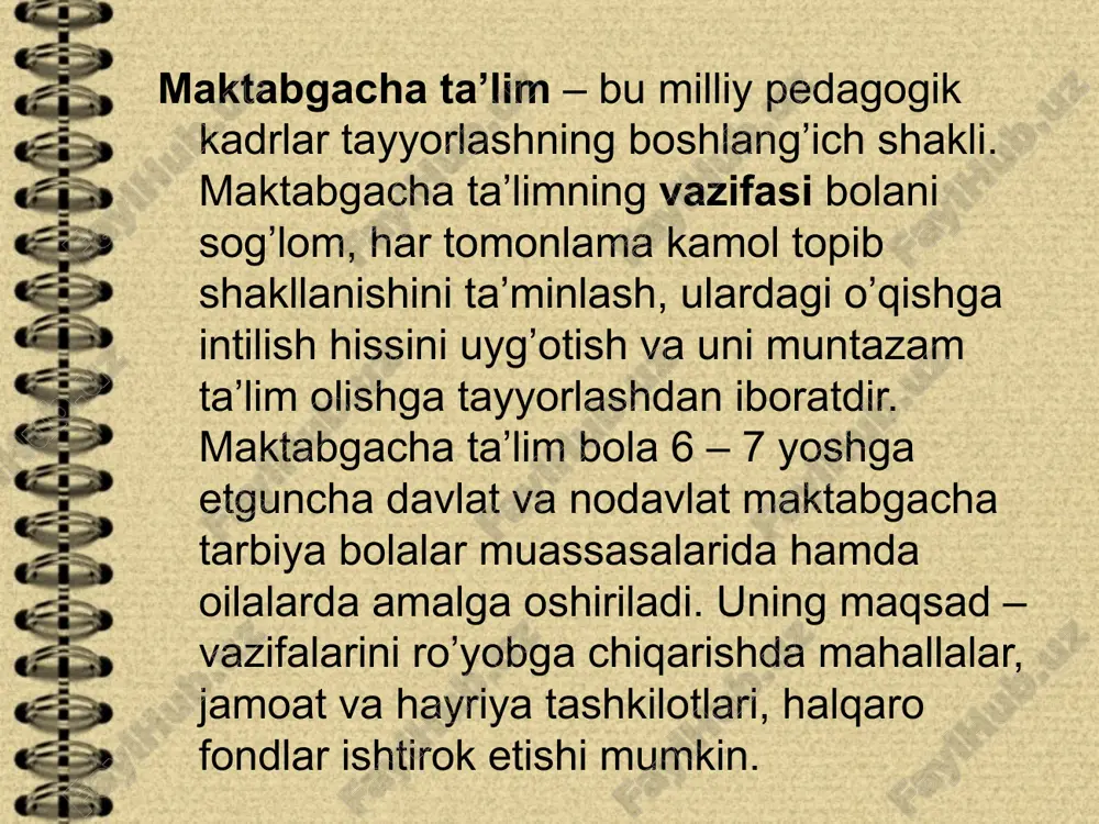 arga ho’jalik, fan, tehnika va madaniyat tarmoqlari uchun yuqori oliy malakali mutahassislar tayyorlash oliy ta’lim jarayonida oliy ma’lumot olinadi. “oliy ma’lumot” tushunchasi esa muayyan ihtisoslikdan nazariy va amaliy vazifalarni hal etish imkoniyatini beradigan bilim va malakalar majmuini ifodalaydi. oliy ta’lim haqidagi hozirgi tushunchalar birinchi marta g’arb mamlakatlarida xv – xvii asrlarda dunyoviy oliy maktablar, keyinroq univesitetlar paydo bo’lishi bilan vujudga keldi. oliy ta’limning dts – ta’limning bakalavriat muayyan yo’nalishi yoki magistratura mutahassisligiga qo’yiladigan malaka talablari, ta’lim mazmuni, bakalavr yoki magistr tayyorgarligining zaruriy va etarli darajasini, kadrlar tayyorlash sifatini baholash darajalarini belgilaydigan etalon daraja. bakalavriat – mutahassisliklar yo’nalishlari bo’yicha fundamental va amaliy bilim beradigan, ta’lim muddati kamida 4 yil bo’lgan tayanch oliy ta’limdir. magistratura – aniq mutahassislik bo’yicha fundamental va amaliy bilim beradigan bakalavriat negizida ta’lim muddati kamida 2 yil davom etadigan oliy ta’limdir. oliy o’quv yurtidan keyingi ta’lim. oliy o’quv yurtidan keyingi ta’lim jamiyatning oliy malakali ilmiy va ilmiy – …