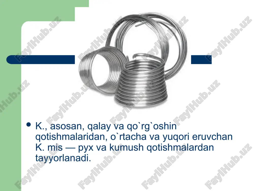kavsharlar oson suyuqlanuvchi qotishma - Page 5