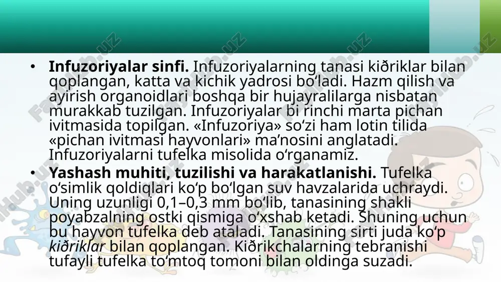 infuzoriyalar va sporalilar sinflari. 7- sinf - Page 5