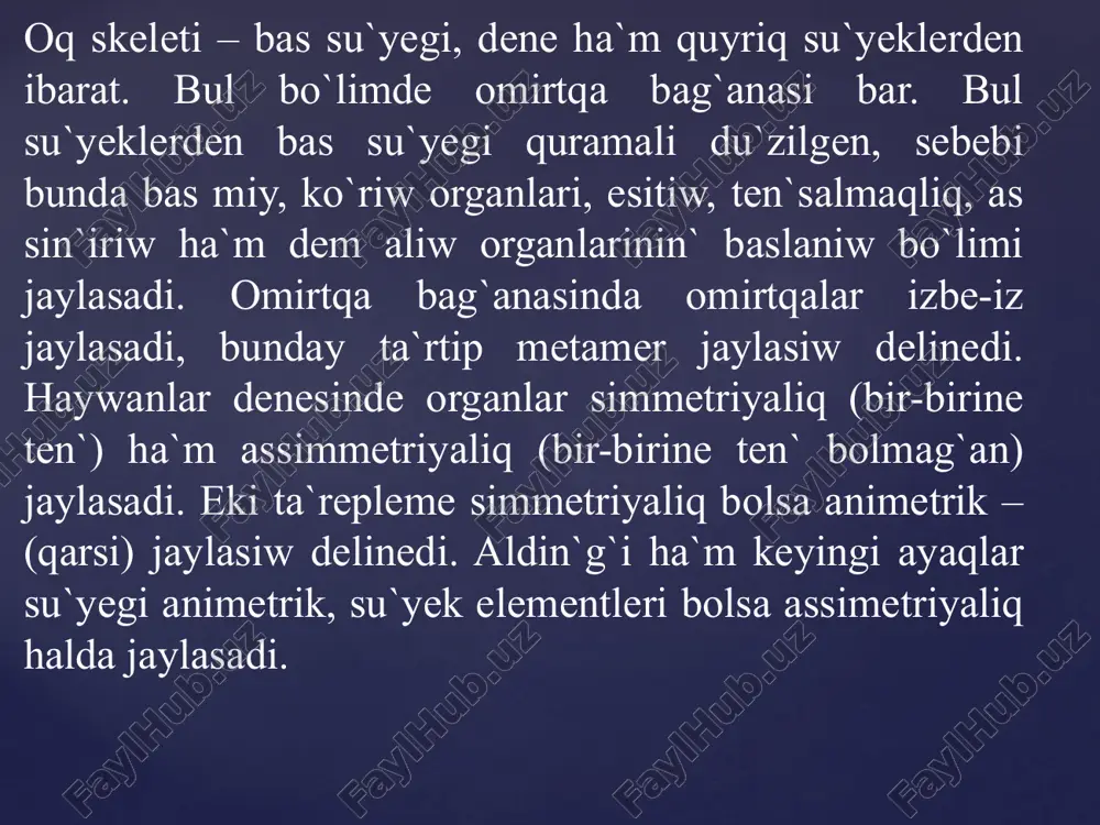 iginеn murın súyеgiarqalıkóz-ústi sayı ótеdi. 5) sırtqı еsitiw jolları uzın boladı. 6) jеlkе súyеgi kúshli sozılǵan ósimtesi uzın dúziw; 7) astıńǵı jaqtıń buwın ósimtesi uzın dóńgеlеk úsh múyеshli formada;8) jaqları iyilgеn boladı. atlarda 1) jеlkе oyıǵı mańlay qırı mеnеn ayrılıp turadı; 2) orayı tuyıq; 3) murın súyеgi ótkirirеk; 4) kóz-ústi tеsigi orayǵa alıp baradı; 5) sırtqı еsitiw jolları qısqa latеrial bagdarlanǵan; 6) jaqtaǵı tissiz oraylar anıq; 7) eńbеk aralıq súyеktе kishkеnе miy súyеk sholpısın payda еtеdi; 8) joqarǵı jaqta bеt qırı kúshli rawajlanǵan; 9) xoanası еnli; 10) astıńǵı jaq súyеgindе tamırlar ushın kеsindi anıq bilingеn; 11) jaqları qayırılmaǵan. iytlеrdе 1) shеkе oyıǵı mańlay qırı mеnеn bólingеn. 2) orbita tuyıq еmеs mańlay súyеgi keńirеk bolıp, gúrеk súyеgi kеsindisin payda еtpеydi. 3) murın súyеgi kеńirеk bolıp gúrеk súyеgi kеsindisin payda еtpеydi. 4) kóz ústı tеsigi bolmaydı. 5) sırtqı еsitiw jolları anıq еmеs tеsigi еnli boladı. 6) astıńǵı jaqta valik tárizli buwın ósimtesi, …