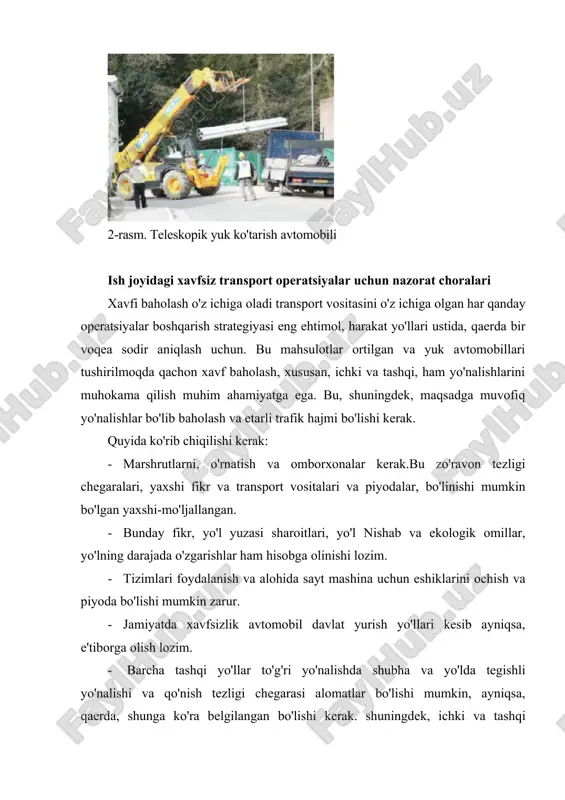 undan keyin? - haydovchi ish bo'lsa, u xabardor ish bilan bog'liq yo'l xavfsizligi bo'yicha kompaniya siyosat? ko'rsatmalarga va ko'rsatmalarni yozma? kompaniya belgilangan va ish sharoitlari uchun zarur mahorat va bilim darajasini nazorat? ta'lim. - haydovchi to'g'ri o'qitiladi? - do drayvlar bajarish uchun qo'shimcha ta'lim kerak xavfsizlik majburiyatlari? kompaniya induksiyon beradi haydovchilar? kimning ish ularni fosh ana haydovchilar yuqori xavf ta'lim birinchi o'ringa? haydovchi rejasini amalga oshirish uchun qanday bilish kerak. bunday faralar, buzilib va g'ildirak kabi xavfsizlik cheklar, ulash? haydovchi bunday kamarlaridan va rahbari sifatida xavfsizlik uskunalari rostlash uchun qanday bilaman cheklovlar? bu nom, 3,8 sm (1.5 dyuym). haydovchi ortida bosh? bu orqa va keng kreslo old qismidir oyoqlari qavatga 45 °? · serbiyada va past o'rnatish elka stress oldini olish uchun? · haydovchi anti-lock tormoz tizimi (tormoz) foydalanishingiz mumkin o'ng? · haydovchi xavfsiz yuk taqsimlanishini ta'minlash uchun tajribaga ega? · avtomobil parchalagan bo'lsa, haydovchilar o'z xavfsizligini ta'minlash uchun nima …