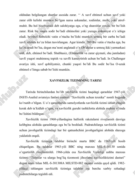 ari orasiga qo’yib ketayotgan mashinadagi ayolni kofe to’kilganligi tufayli kuyib qoladi. makdonalds esa bu jarohat uchun aybdor deb topiladi, garchi qahva idishida ichidagi mahsulot issiqligi haqida ogohlantirish bo’lsada. jumlaning xayotiy aylanishi 6-ta etabdan iborat,tushunchi aniqlash,statistik rivojlanish,ishlab chiqarish avj oldirish va qayta ishlash.xar bir etabning oxirida xavsizlik xaqida umumiy malumot otkaziladi.so’ng loixani davom ettirishni yoki keyinchlik saqlab qoyish xali qilinadi.tushuncha etabida tarixiy malulotlar va texnik prognozlar sistemasining xafi taxmini uchun asos sifatida isxhlatiladi.boshlang’ich taxminining javoblari shu faza davomida otqizilishining maqsadi xafning nazoratiga extiyoji kerakligiga va xavsizlik tuzilishining mezonlarini ishlab chiqilishidadir, boshqaruv xavsizligi tizimining reja dasturi xavsizligini boshlang’ich ishini qladi.tekshiruv fazasi tugagach 3-ta asosiy savol berilishi shart 1) dizayinning tekshiruvi bilan bog’liq xaf topilib quritildimi? 2) xaf analizi xavsizlik nazorati organlari uchun o’tkazildimi? 3) dastlabki proektni xavsizligi oylab topilgan bolishi mumkinmi? aniqlash fazasi boshlangach loixalashtirish va muxandislik maxsulotini tekshirish uchun ishlatiladi. shu vaqtda agrigat va qoshimcha sistemalarni mavjutligini aniqlash bha-yangilanadi va anamu …
