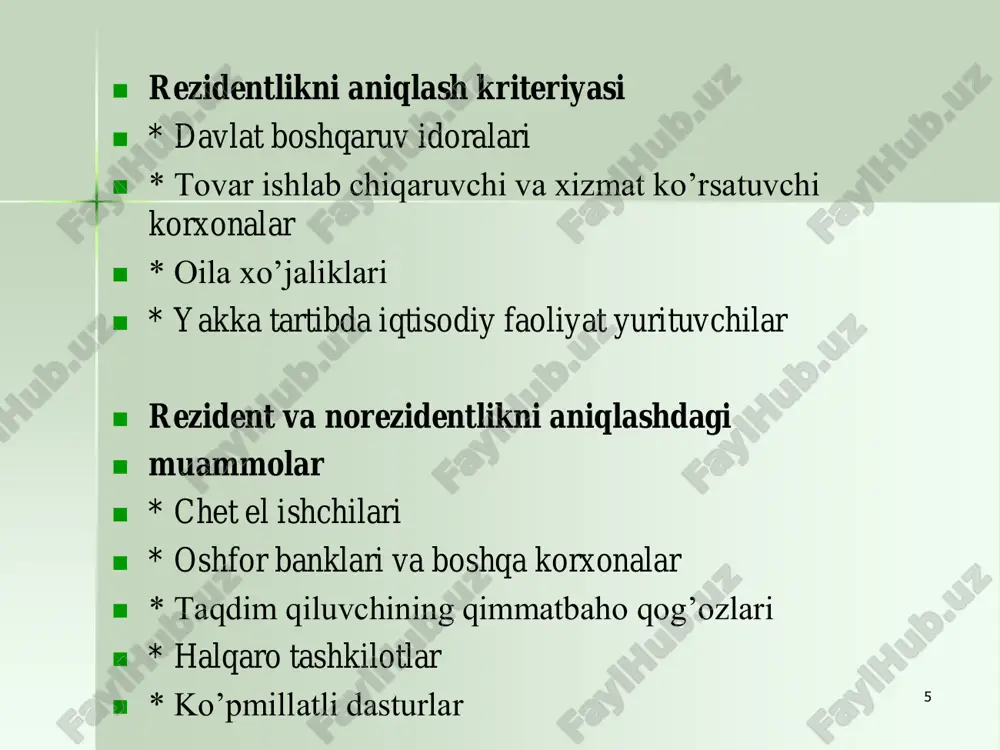 e’molchi bahosi = ishlab chiqaruvchi bahosi + savdo-transport ustamasi. omil bahosi, asosiy baho, ishlab chiqaruvchi bahosi, sotib oluvchi (iste’molchi) bahosi, bozor bahosi tushunchalari. bir bahodan ikkinchi bahoga o’tish yo’llari 13 mhtda soliqlar, subsidiyalar va ularning tasnifi institutsional birliklar tomonidan davlat birliklariga majburiy (qonun bilan belgilangan tartibda) ravishda to’lanadigan to’lovlarga soliqlar deyiladi. qo’shilgan qiymat solig’i - ishlab chiqaruvchi birliklardan yig’ilgan soliq bo’lib, uni iste’molchilar to’laydi. import solig’i - tovar va xizmatlarni norezidentlardan rezidentlarga o’tganda to’lanadigan soliq bo’lib, tovar yoki xizmatlarning bojxona (davlat) chegarasidan o’tish vaqtida to’lanadi. eksport solig’i - tovar va xizmatlarni rezident birliklardan norezident birliklarga o’tganda to’lanadigan soliq bo’lib, tovar va xizmatlar iqtisodiy xududdan chiqib ketish vaqtida to’lanadi. mahsulot tannarxiga kiritiladigan boshqa ishlab chiqarish solig’i - ishlab chiqaruvchi birliklarning ishlab chiqarish jarayonida qatnashganliklari uchun to’lanadigan soliqlardan iboratdir (er solig’i, resurslar uchun soliqlar va x.k.). mahsulotga soliq - ishlab chiqaruvchi birliklarning tovar yoki xizmatni boshqa institutsional birliklarga sotish (yoki berish va …