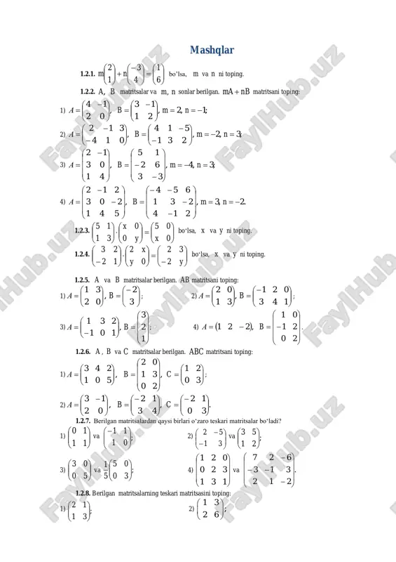 matritsalar va ularni xossalari. matritsalar ustida amallar - Page 5