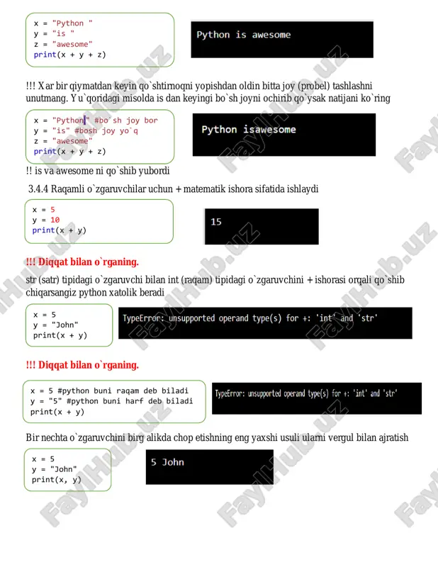 3. pythonda o`zgaruvhilarni e`lon qilish - Page 5