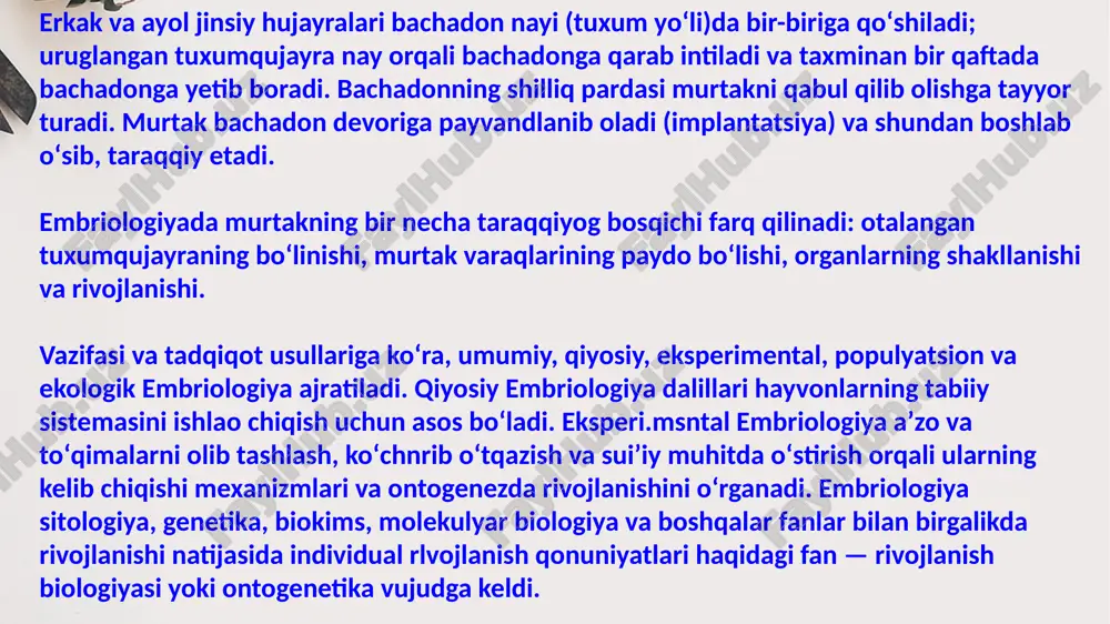 ontogenez. embrional taraqqiyotning xususiyatlari - Page 5