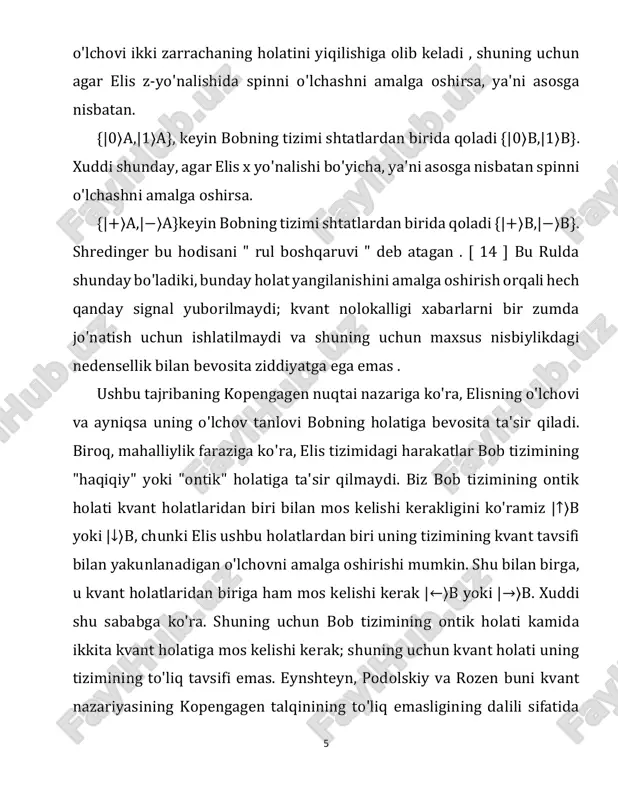 ibasini tavsiflovchi mahalliy o'zgaruvchi qiymatga ega λa(λb). faraz qilaylik λa, λb ba'zi bir to'plamdan qiymatlarni qabul qilishi mumkin s. har bir juft qiymat bo'lsa λa,λb∈λ bog'liq ehtimoli bor r(la,lb). tanlanganligi (umumiy tasodifiylikka ruxsat beriladi, ya'ni, la,lb o'zaro bog'liq bo'lishi mumkin), keyin har bir o'lchov natijasining qo'shma ehtimoli formulasini olish uchun ushbu taqsimot bo'yicha o'rtacha hisoblash mumkin: bunday parchalanishni qabul qiladigan quti bell mahalliy yoki klassik quti deb ataladi. mumkin bo'lgan qiymatlar sonini aniqlash a,b,x,y har biri 9 olishi mumkin, bittasi har bir qutini ifodalashi mumkin p(a,b|x,y) yozuvlari bilan cheklangan vektor sifatida (p(a,b|x,y)a,b,x,y. ushbu tasvirda barcha klassik qutilar to'plami qavariq politopni hosil qiladi . chsh tomonidan o'rganilgan bell stsenariysida, bu yerda a,b,x,y ichida qiymatlarni qabul qilishi mumkin 0,1, har qanday bell mahalliy qutisi p(a,b|x,y) chsh tengsizligini qondirish kerak: schsh≡e(0,0)+e(1,0)+e(0,1)−e(1,1)≤2, bu yerda 3.kvant korrelyatsiyalari ko'p qismli tizimlarning kvant korrelyatsiyalari 10 bellning dastlabki o'rnatilishi ikki tomonlama bo'lib, har bir tizimda mahalliy o'lchovlar mustaqil …