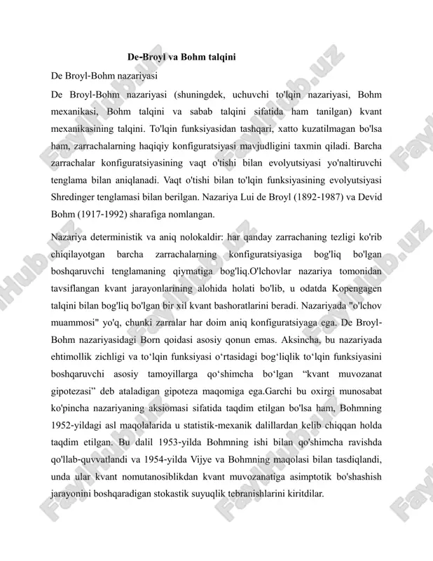 shimiz mumkin, bunda tizimning to'lqin funksiyasi tizimning muhitiga bog'liq holda olinadi. shunday qilib, tizimni shredinger tenglamasi va boshlovchi tenglama bilan tahlil qilish mumkin foydalanilgan adabiyotlar 1. g. axmedova, o. b. mamatqulov, i. xolbayev. atom fizikasi. toshkent-2013 2. j. c. slater. quantum theory of atomic structure. london-1960 foydalanilgan sayt 3.http://orbita .uz.