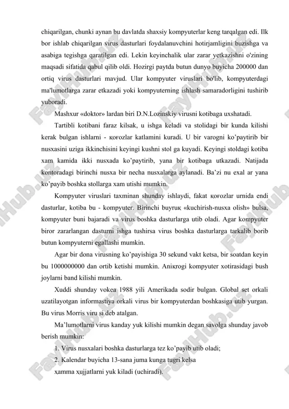 hadi. foydalanilgan adabiyotlar: 1. s.s.g`ulomov va boshqalar. axborot tizimlari va texnologiyalari. toshkent ,2000 y 2. kenjaboev o. zamonaviy axborot texnologiyalari. t. 1999 y. 3. shafrin yu. osnov kompyuternoe informatsionnoe texnologii. m., 1999 g. 4. noraliev n.x. va boshq. informatika. o'quv qo'llanma toshkent 2004 y. 5. avtomatizirovannoe informatsionnoe texnologii v ekonomike: uchebnik. pod.red. prof. g.a.titorenko. m :kompyuter, 1998 g 6. raxmonqulova s. ibm pc kompyuterlaridan foydalanish. toshkent 2000 y 7. informat ika. bazovoy kurs. pod. red. s.v,simonovicha - spb. 2003 g 8. informatsionnoe texnologii buxgalterskogo ucheta. uchebnik - spb-2002 g. 9. maraximov a.r., raxmonqulova s.i., internet va undan foydalanish asoslari. t. 2001y. 10. alimov k., abduvohidova. boshqaruv jarayonining axborotli texnologiyasi. toshkent. 1994. 11. www.ziyonet.uz 12. www.tuit.uz