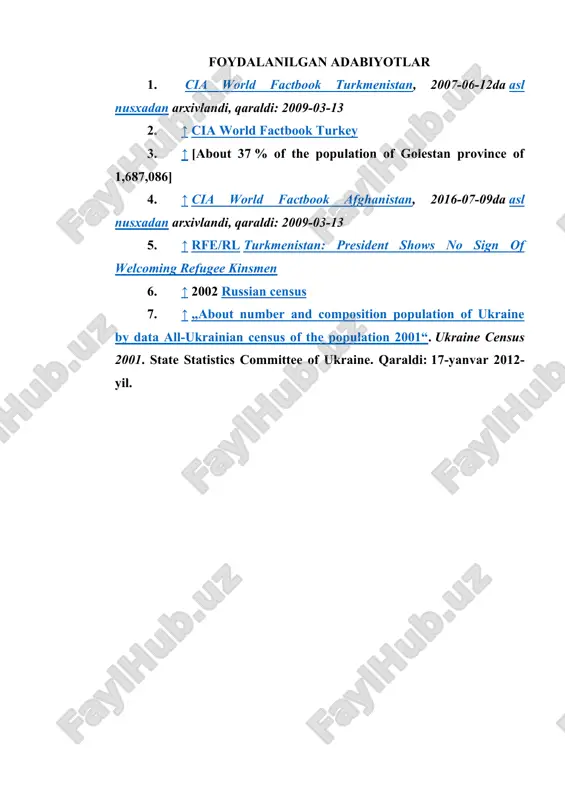 , traditional clothing, and handicrafts. furthermore, it addresses the influence of historical events and migration patterns on their cultural evolution. by integrating ethnographic fieldwork, historical analysis, and ling uistic study, this paper provides a comprehensive overview of turkmen identity and cultural practices, highlighting the resilience and adaptability of the turkmen people amidst modern challenges. keywords. turkmen ethnography, turkmen culture, nomadic traditions, kin ship systems, marriage customs, traditional clothing, handicrafts, cultural evolution, turkmen identity, turkmenistan. /docprops/thumbnail.emf turkman xalqi etnalogiyasi. qabul qiluvchi.kabulov r annotatsiya ushbu maqola turkman xalqi etnologiyasini o'rganishga bag'ishlangan. maqolada turkman xalqining kelib chiqishi, tarixi, madaniyati, an'analari va urf - odatlari tahlil qilinadi. etnologik tadqiqotlar asosida, turkmanlarining hayot tarzi, ijtimoiy tuzilmasi v a diniy e'tiqodlari haqida batafsil ma'lumotlar keltirilgan. maqola, shuningdek, turkman xalqi orasida uchraydigan asosiy madaniy va ijtimoiy o'zgarishlarni ham ko'rib chiqadi. ushbu tadqiqotlar natijalari turkman xalqining o'ziga xosligini va uning madani y merosini saqlash va rivojlantirishda muhim ahamiyatga …