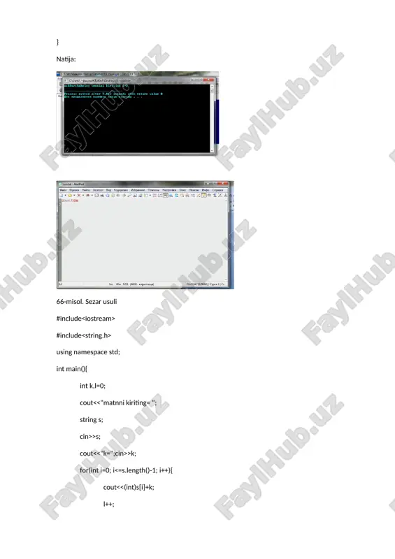 c++ dan masalalar va konsol oynada javoblari - Page 5