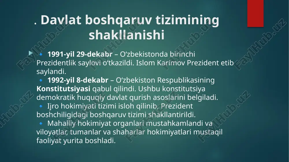 mustaqil o`zbekiston respublikasining tashkil topishi va uning tarixiy ahamyati - Page 5