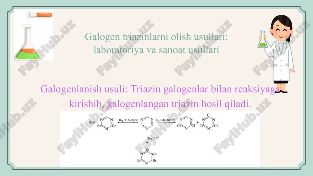 triazinlar. 1,3,5-triazin (simm-triazin) molekulasining tuzilishi va xususiyatlari - Page 5