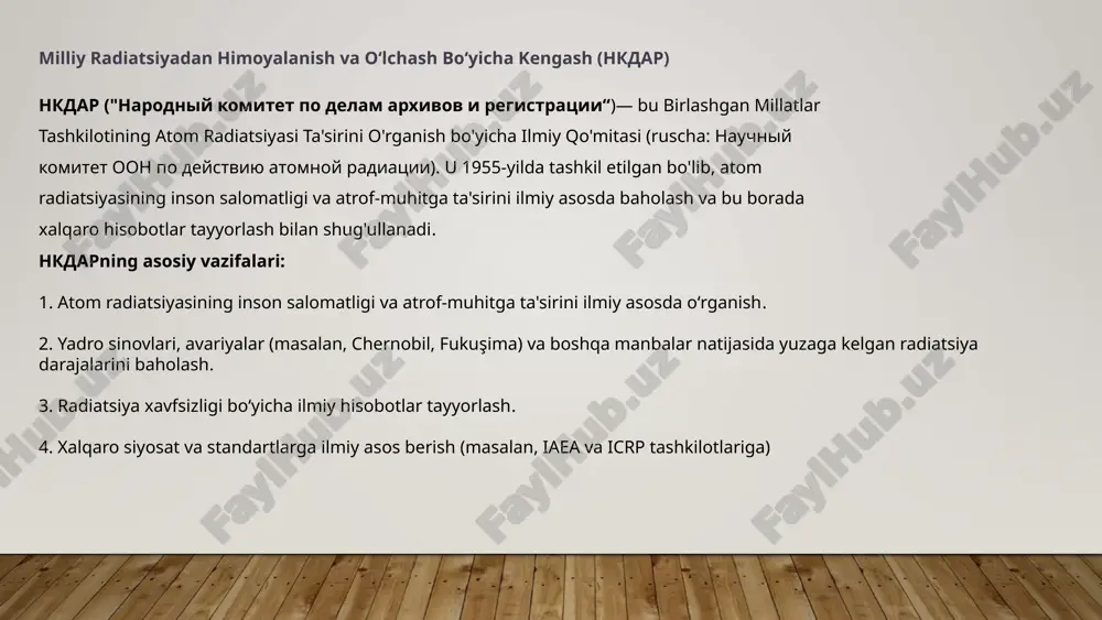 radiatsiyadan himoyalanish masalalari bo'yicha xalqaro tashkilotlar - Page 5