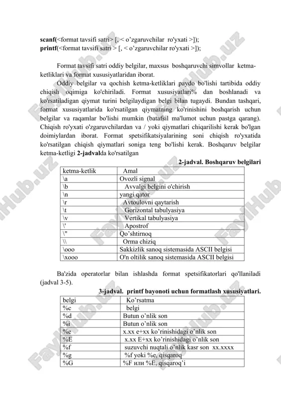 lash standarti #include // matematik funksiyalar standarti int main ( ) //bosh dastur { float a = -4.6; float a,b,y, y1, y2, y3, y4 ; // o’zgaruvchi turi e’loni printf(“a=”); // a= ekranga chiqadi scanf(“%f”,&a); // a ning qiymatini kiritish b = pow (a,2) + pow (a,2); y1 = pow( (atan (a/b) + a/2 * log10 (b)), 2) ; y2 = pow(sin(b),3) + 7.6 ; y3 = ( 2.3 e5 + 2 * pow(a,2) + sqrt(b / fabs(a)) ) ; y4 = y2/y3+a ; y = y1+y4 ; printf(“y=%f”,y); // u qiymatini chiqaradi getch( ); //natijalar oynasini ushlab qoladi } dastur natijasi : a= 1.3 y =-3.7161672. 2 usul # include # include int main() { float a = 1.3, a = -4.6; float b,y, y1, y2, y3, y4 ; b = pow (a,2) + pow (a,2); y1 = pow( (atan (a/b) + a/2 * log10 (b)), 2) ; y2 …