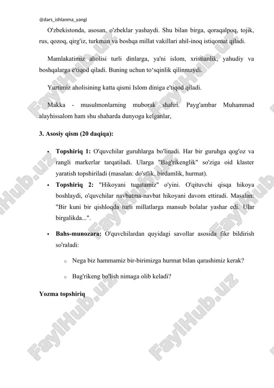 "bag'rikeng yurtim" mavzusida dars ishlanmasi - Page 5