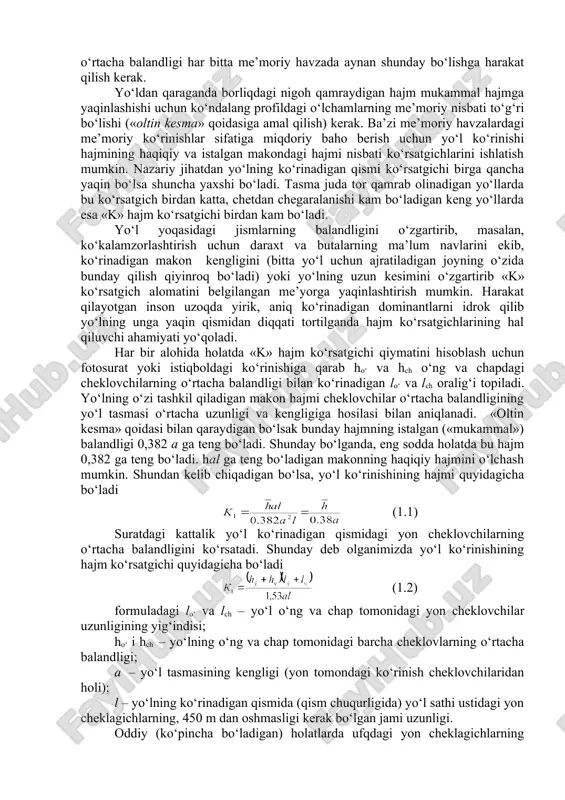 sh bilan bog‘liqligi belgilangan, egri chiziqlar radiusi me’yorlab qo‘yilgan, rejadagi burilish burchaklari va yo‘lning uzun qismi o‘rtacha egriligi darajasi ham belgilab qo‘yilgan. kompozitsiya deganda hamma elementlari bir-biriga bog‘langan va uyg‘un birlikni tashkil etadigan yaxlit asarni hosil qilish tushuniladi. kompozitsiyaning asosi ob’ektning vazifasi va konstruksiyasiga mos hajm va borliqdagi tuzilishi bilan tektonikasidan iborat bo‘ladi. asosiy kompozitsiyaning vositalari miqyos, ohang, kontrast, nozik farq, simmetriya va asimmetriya kompozitsiyaning o‘lchamga muvofiq va uyg‘un bo‘lishini ta’minlaydi. miqyos – yo‘l barcha ko‘rinishlarining yo‘l bo‘yidagi manzaraga muvofiq bo‘lishi, avtomobil o‘lchamining yo‘l elementlariga, insonning esa «kichik» arxitektura ko‘rinishlari elementlariga muvofiq bo‘lishini bildiradi. shaklning uchta asosiy holati bo‘lishi mumkin: uchta koordinata uzunligining nisbatan teng bo‘lishi bilan xususiyatlanadigan hajmiy ko‘rinish; bitta o‘lchami ikkita boshqasiga bo‘ysunadigan yassilik ko‘rinishi; o‘lchamlardan biri katta bo‘ladigan chiziqli ko‘rinish. yo‘lda yuradiganlar uchun yo‘l qoplamasi yassi ko‘ringani bilan yo‘l chiziqli ko‘rinish hisoblanadi. unda yana xizmat ko‘rsatadigan binolar, xizmat ko‘rsatish tizimi imoratlari yoki kesishgan yo‘lni baland ko‘tarilgan joylar …