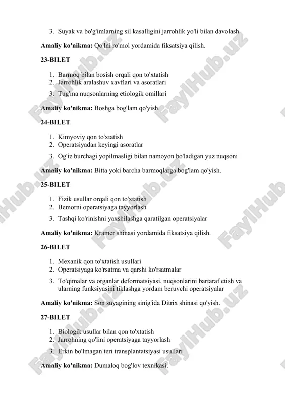 umumiy jarrohlik fanidan imtihon biletlari - Page 5