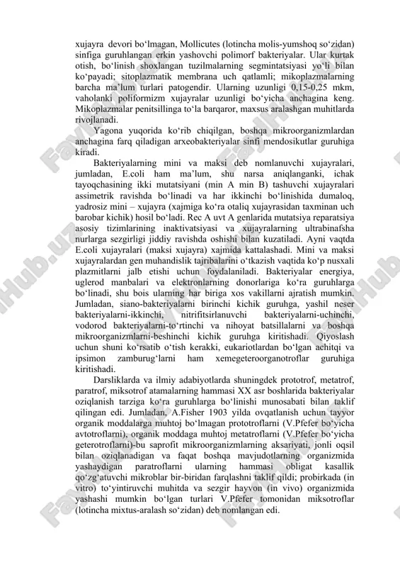 acilis-sarvqomat, nozik, firmus-mustahkam, tener-sezgir, nozik, cutis-teri) bo‘limlariga tegishligi ma’lum bo‘ldi. gratsilikutlar grammanfiy bakteriyalarni ikki qatlamli xujayra devori bilan birlashtiradi (odatda ular xujayra devorining sirtqi qatlamida fosfolipid membranaga ega bo‘ladi). ular xujayralarining shakli har xil shar shaklidan tayoqcha shaklgacha, to‘g‘ri shakldan egri-bugri (qing‘ir) shaklgacha bo‘ladi; ular harakatchan yoki harakatsiz bo‘ladi; endosporalarni hosil qilmaydi, bo‘linish yo‘li bilan (ba’zilari kurtaklanish yo‘li bilan) ko‘payadi; aksariyati pilyalarga (soch tolalari yoki fimbriyalarga) ega. ovqatlanish tarziga ko‘ra fototroflar (shu jumladan sianobakteriyalar) va xemotroflar; nafas olishiga ko‘ra – aeroblar, anaeroblar, fakultativ anaeroblar; patogenligi bo‘yicha saprofitlar va parazitlar gratsilikutlar sirasiga kiradi. ko‘p qatlamli murein qobig‘li mikroorganizmlar firmikutlar sirasiga kiradi. ularning hammasi grammusbat, sporalar hosil qiluvchi yoki sporalar hosil qilmaydigan; aktinomitsetlar va ular bilan turdosh bakteriyalar ham shular qatoriga kiradi. xujayralarining shakli har xil – dumaloq, tayoqchasimon, shoxlanuvchi, ipsimon, shoxlanmaydigan. oziqlanish tarziga ko‘ra – aksariyati xemogeterotroflar, nafas olish tarziga ko‘ra – aeroblar, anaeroblar va mikroaerofillar, patogenlar va saprofitlar. mikoplazmalar va …