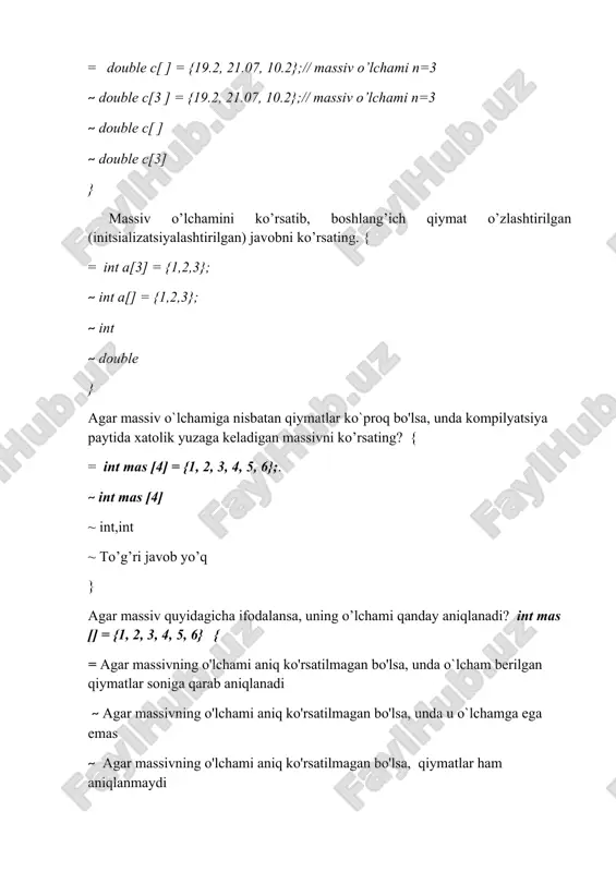 massivlar mavzusiga oid testlar - Page 5