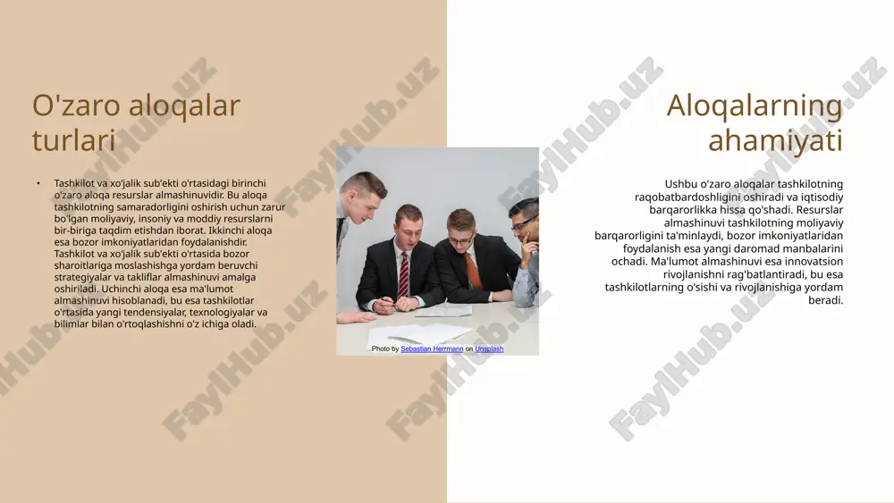 a keltirish va innovatsiyalarni rivojlantirishda ishtirok etish orqali ijtimoiy mas'uliyatni o‘z ichiga oladilar. innovatsiyalar biznes jarayonlarini optimallashtirishda va yangi mahsulotlar yaratishda muhim ahamiyatga ega. photo by sebastian herrmann on unsplash biznes subʼyekti tushunchasi biznes subʼyekti, iqtisodiy faoliyat olib boruvchi tashkilot yoki shaxs sifatida, iqtisodiy tizimda muhim rol o'ynaydi. ular mahsulot yoki xizmat ishlab chiqarish, savdo qilish va iqtisodiy o'sishni ta'minlashda ishtirok etadi. biznes subʼyekti ahamiyati biznes subʼyekti iqtisodiy o'sish va rivojlanish jarayonida muhim ahamiyatga ega. ular innovatsiyalarni rag'batlantirib, raqobatni oshiradi va jamiyatda ish o'rinlari yaratadi. misollar masalan, kichik bizneslar, masalan, do'konlar yoki xizmat ko'rsatish tashkilotlari, shuningdek, yirik korporatsiyalar, masalan, avtomobil ishlab chiqaruvchilari biznes subʼyekti sifatida faoliyat yuritadilar. biznes subʼyekti: taʼrif biznes subʼyekti, iqtisodiy faoliyat olib boruvchi tashkilot yoki shaxs sifatida, jamiyat va iqtisodiyotda muhim ahamiyatga ega. ular innovatsiyalarni rag'batlantirib, raqobatni oshiradi va iqtisodiy o'sishni ta'minlaydi. raqobatbardoshlik raqobatbardoshlik - biznes subʼyekti o'z sohasida raqobatchilariga nisbatan qanday ustunliklarga ega ekanligini ko'rsatadi. bu …