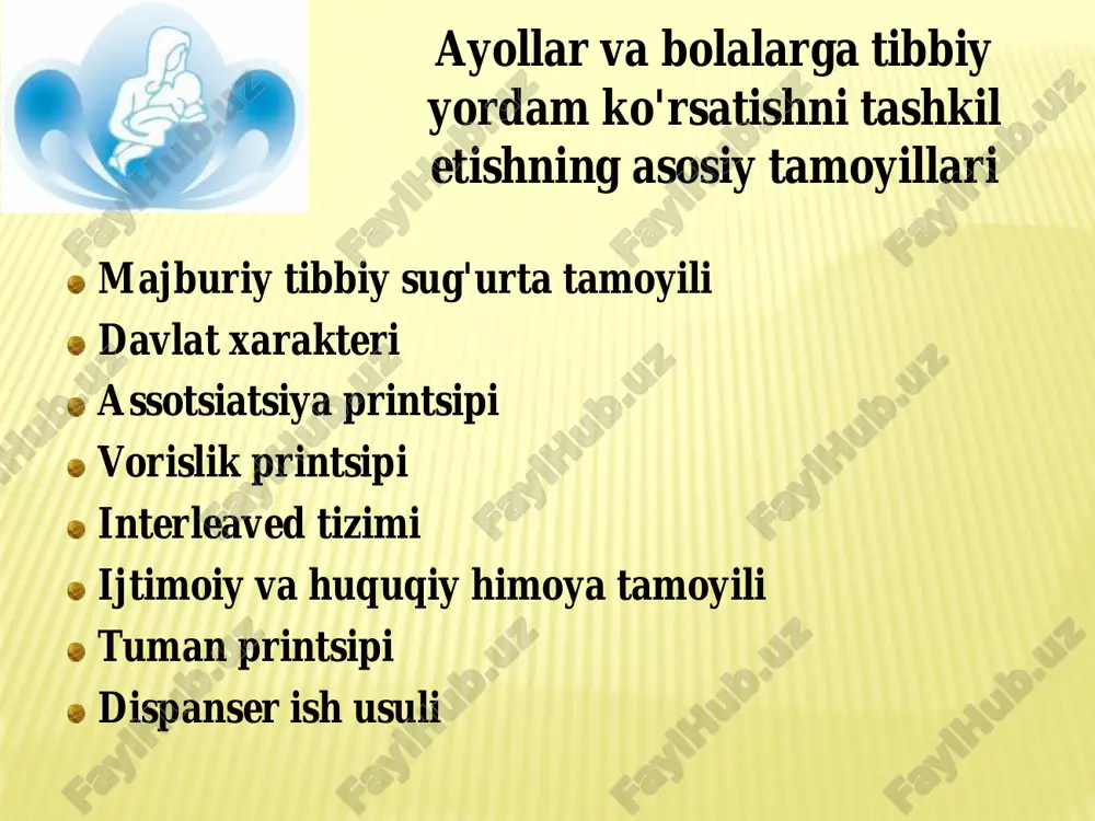 um kunlar va soatlar ajratilgan. sog'lom bolaning idorasi. onaga bolaga g'amxo'rlik qilishni o'rgatish kerak. mutaxassislar kabinetlari: nevropatologlar, jarrohlar, okulistlar, otorinolaringologlar. diagnostika markazlari bo'lmagan shaharlarda tor mutaxassislar mavjud. defektolog kabineti mavjud. advokat idorasi, yordam bepul taqdim etiladi. yordamchi diagnostika bo'limlari, chaqaloqlar uchun hovuz bo'lishi kerak. bolalar poliklinikasi faoliyatini tahlil qilish bolalar poliklinikasi ishining miqdoriy ko'rsatkichlari : poliklinika xodimlari va xodimlarni tavsiflovchi ko'rsatkichlar shifokorlarning ish yukini tavsiflovchi ko'rsatkichlar: bitta pediatriya uchastkasining o'rtacha soni; ambulator qabul qilish soatiga yuk; hududdagi bir yoshgacha bo'lgan bolalarning o'rtacha soni. ambulator qabulda tumanga muvofiqligi ; uyga faol tashriflar nisbati; patronajni tashkil etish ko'rsatkichlari; bolalarni tizimli kuzatish. bolalar poliklinikasi ishining sifat ko'rsatkichlari: bolalardagi kasallik (umumiy va yosh guruhlari bo'yicha). bolalarni sog'liqni saqlash guruhi bo'yicha taqsimlash, shu jumladan hayotning birinchi yili. chaqaloqlar o'limi. neonatal o'lim. perinatal o'lim. klinik tekshiruv sifati va samaradorligi ko'rsatkichlari. 4 oygacha ko'krak suti bilan oziqlanadigan 1 yoshli bolalar ulushi. emlash qamrovi. qabul qilingandan keyin 24 …