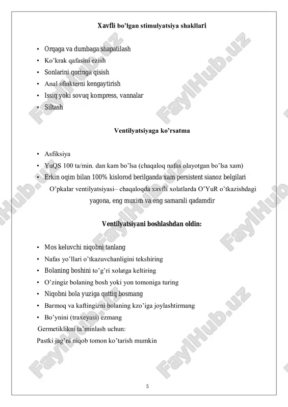 chakaloklar reanimatsiyasi va intensiv terapiya xususiyatlari - Page 5