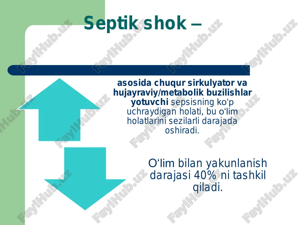 satmalarni to‘g‘ri bajaradi nina sanchgan joyni qo‘li bilan himoya qiladi nina sanchganda oyoq-qo‘llarini tortib oladi nina sanchganda oyoq-qo‘llari tonik yozilib qotib qoladi nina sanchganda oyoq-qo‘llari tonik bukilib qotib qoladi yo‘q 6 5 4 3 2 1 koma darajasini baholash bo‘yicha glazgo shkalasi nutq reaksiyalari nutq buzilmagan nutqi chalkashgan so‘zlarda bog‘liqlik yo‘q uzuq-yuluq nutq tovushlari yo‘q 5 4 3 2 1 ballar jami: 15 – hushi buzilmagan, 13-14 – karaxtlik, 9-12 – sopor, 4-8 – koma (8 – engil, 7-6 – o‘rta, 4-5 – og‘ir), 3 – miya o‘limi. sofa shkalasining talqini bemor intensiv davolash bo‘limida bo‘lgan butun vaqt davomida har 24-48 soatda ma’lumot to‘planishi va baholanishi kerak. ilgari a’zolar funksiyasi buzilishi kuzatilmagan bo‘lsa, sofaning bazaviy qiymati nolga teng. sofa indeksining eng past qiymati 0 ga, eng katta qiymati esa 24 ballga teng. sofa shkalasi bo‘yicha ≥ 2 balldan yuqori qiymati a’zolar disfunksiyasini ko‘rsatadi, o‘lim bilan yakunlanish umumiy darajasi taxminan 10% …