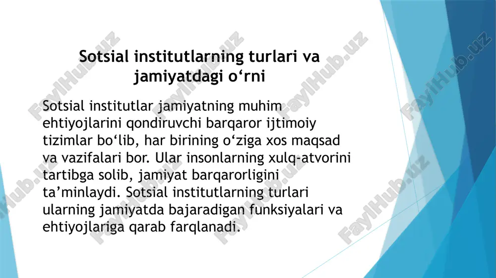 sotsiologiyada sotsial institut tushunchasi, turlari va asosiy vazifalari - Page 5