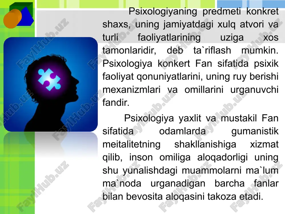 sunadi. foydalanilgan adabiyotlar. 1. umumiy psixologiya. t.: o`qituvchi, 1992. 2. nemov r.s. psixologiya kn. m.: prosveshenie – 1994. 3. g`oziev e. psixologiya. t.: o`qituvchi, 1994 4. klimov e.a. osnovi psixologii. ucheb. m.: 1997 y 5. godfrua j. chto takoe psixologiya. t. m.: mir. 1992 6. karimova v.m. “ijtimoiy psixologiya asoslari” t. 2004y. 7. g`oziev e. “shaxs psixologiyasi” t. 2004y. etiboringiz uchun raxmat !