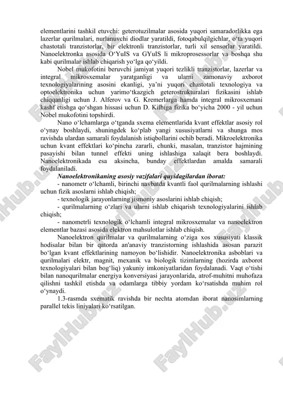 tomonidan ishlab chiqilgan planar jarayon yordamida ishlab chiqarilgan. zamonaviy integral sxemalar djek kilbi ixtiro qilgan gibrid integral sxemasiga emas, balki robert noysning monolit integral sxemasiga asoslangan. 1.2-rasmda integral sxema ixtirochilari djek kilbi (1923-2005) va robert noys (1927-1990) lar tasvirlangan. integral mikrosxemalar yaratilgandan beri ularning rivoji mur (gordon earle moore) qonuni asosida rivojlanib kelmoqda. bu qonunga asosan har 2 yilda zamonaviy ims lar ichidagi kompanenta va elementlar soni 2 marta ortib bormoqda. imsning murakkablik darajasi uning yarim o‘tkazgich asosida (taglikda) nechta element yoki kamponenta joylashtirilganligiga bog‘liq holda belgilanadi. masalan, elementlarining soni 10 tagacha bo‘lgan mikrosxemalar birinchi darajali integral sxema yoki oddiy mikrosxema, elementlarining soni 100 tagacha bo‘lganlari - o‘rta (o‘is) mikrosxema deb ataladi. elementlarining soni 100-10 000 intervalida bo‘lsa bundai integral sxemalar uchinchi darajali va yana katta integral sxema (kis) da 10 000 dan ortiq elementlar mavjud bo‘lsa ular o‘ta katta (o‘kis), ya’ni yuqori darajada integrallanishli mikrosxemalar hisoblanadi. shuningdek elementlar soni …