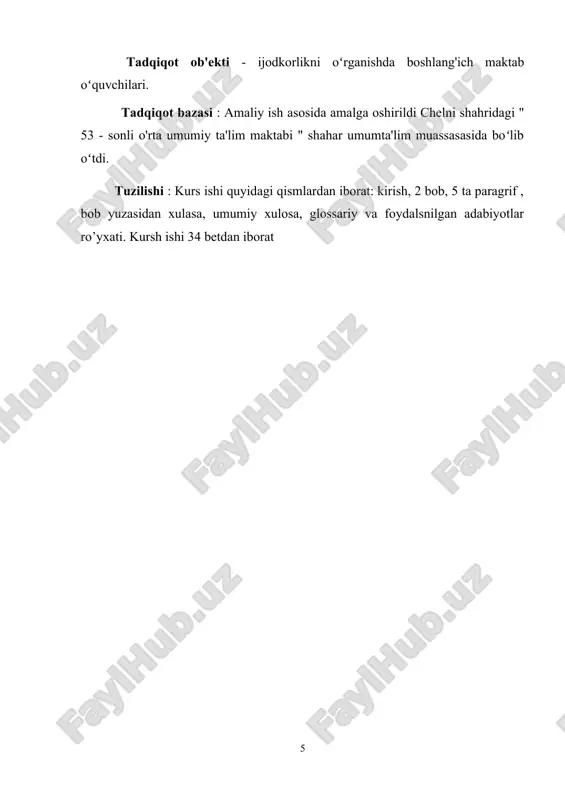nisbatan yuqori selektivlik shaklida namoyon qiladi. olimlar bolaning ijodkorligining tadqiqot faoliyati dinamikasini ta'kidlaydilar .​​​​​ 7-8 yoshga kelib , boshlang'ich sinf o'quvchisining ijodi yangi , noma'lum , kengaytirilgan va o'rganilgan mavzularga oid mustaqil savollar va muammolar shaklida namoyon bo'ladi .​​​​ bu boshlang'ich maktab yoshida ijodkorlikning asosiy tarkibiy qismi muammoni hal qilishga , bolaning yangi narsalarga doimiy ochiqligini ta'minlashga va nomuvofiqlik , qarama - qarshiliklarni qidirishga intilishlarini kuchaytirishiga olib keladi .​ ijodkor bola tomonidan taklif qilingan va mustaqil ravishda ko'rilgan muammolarni hal qilish ko'pincha o'ziga xoslikning namoyon bo'lishi bilan birga keladi .​ bu ijodkorlikning yana bir muhim tarkibiy qismi bo'lib , o'xshashlik , nostandart , odatiy bo'lmaganlik darajasini ifodalaydi .​​​ psixologik - pedagogika fanida ta'kidlanganidek , hozirgi kunda tez o'sib borayotgan axborot sharoitida ijodiy fikrlash rivojlanib , faollashmoqda .​​​​​​​​ darhaqiqat , har qanday faoliyatda buni qilmaslik ayniqsa muhimdir​ ma'lum miqdordagi bilimlarni o'zlashtirish , ulardan eng muhimini tanlash va ularni turli xil muammolarni …